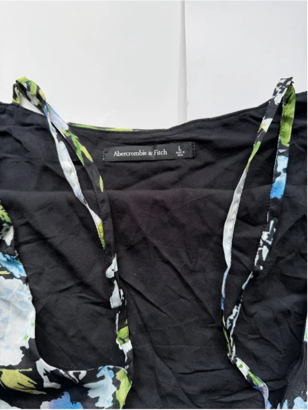 Abercrombie & Fitch Black Floral Slip Maxi Dress Size Large L Cowl Neck